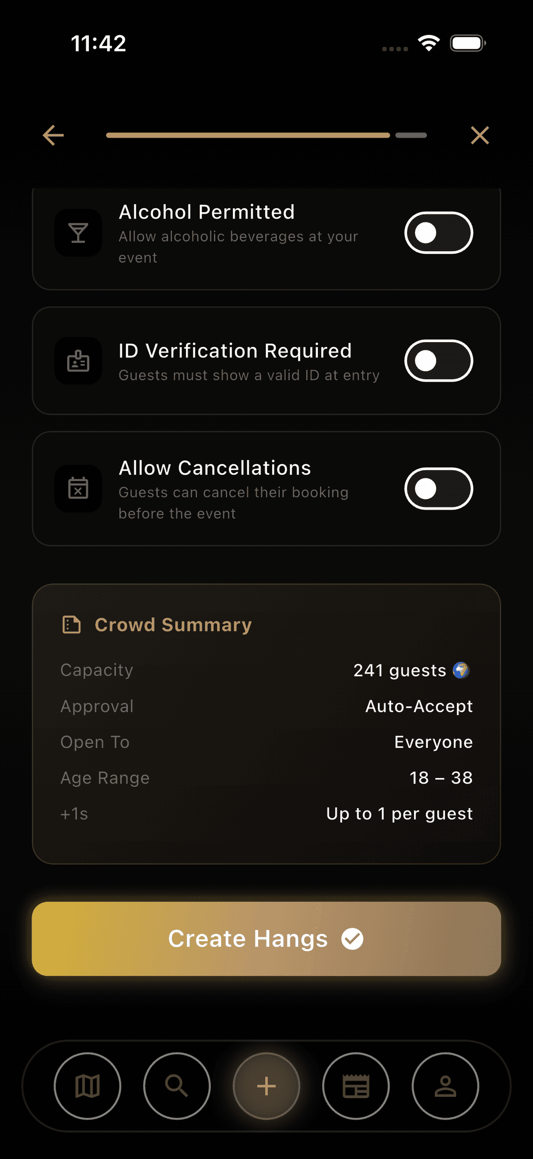 BEON App - Create Hangs