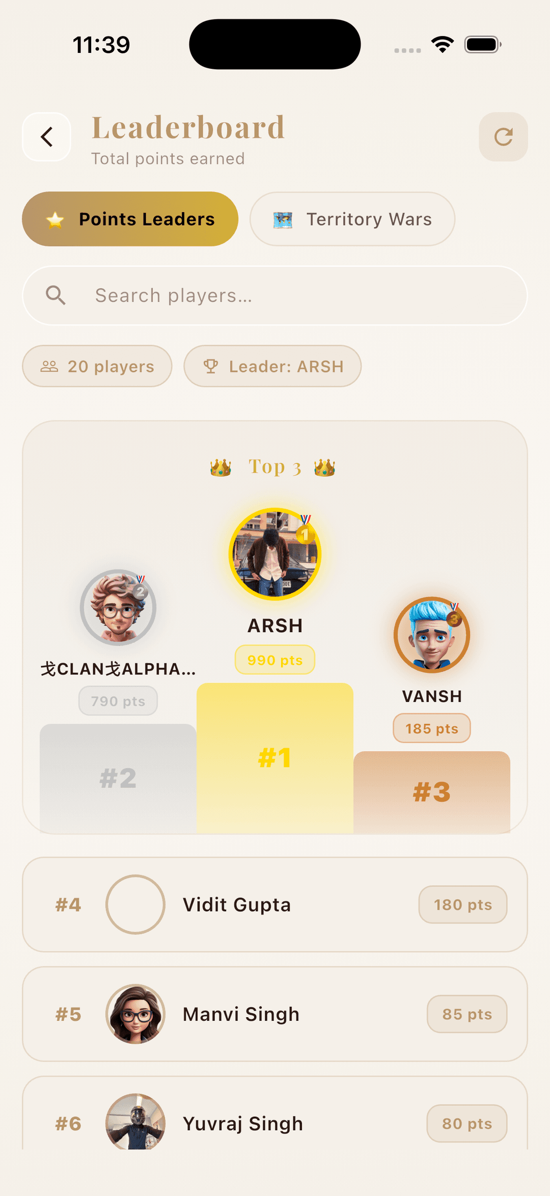 BEON App - Leaderboard